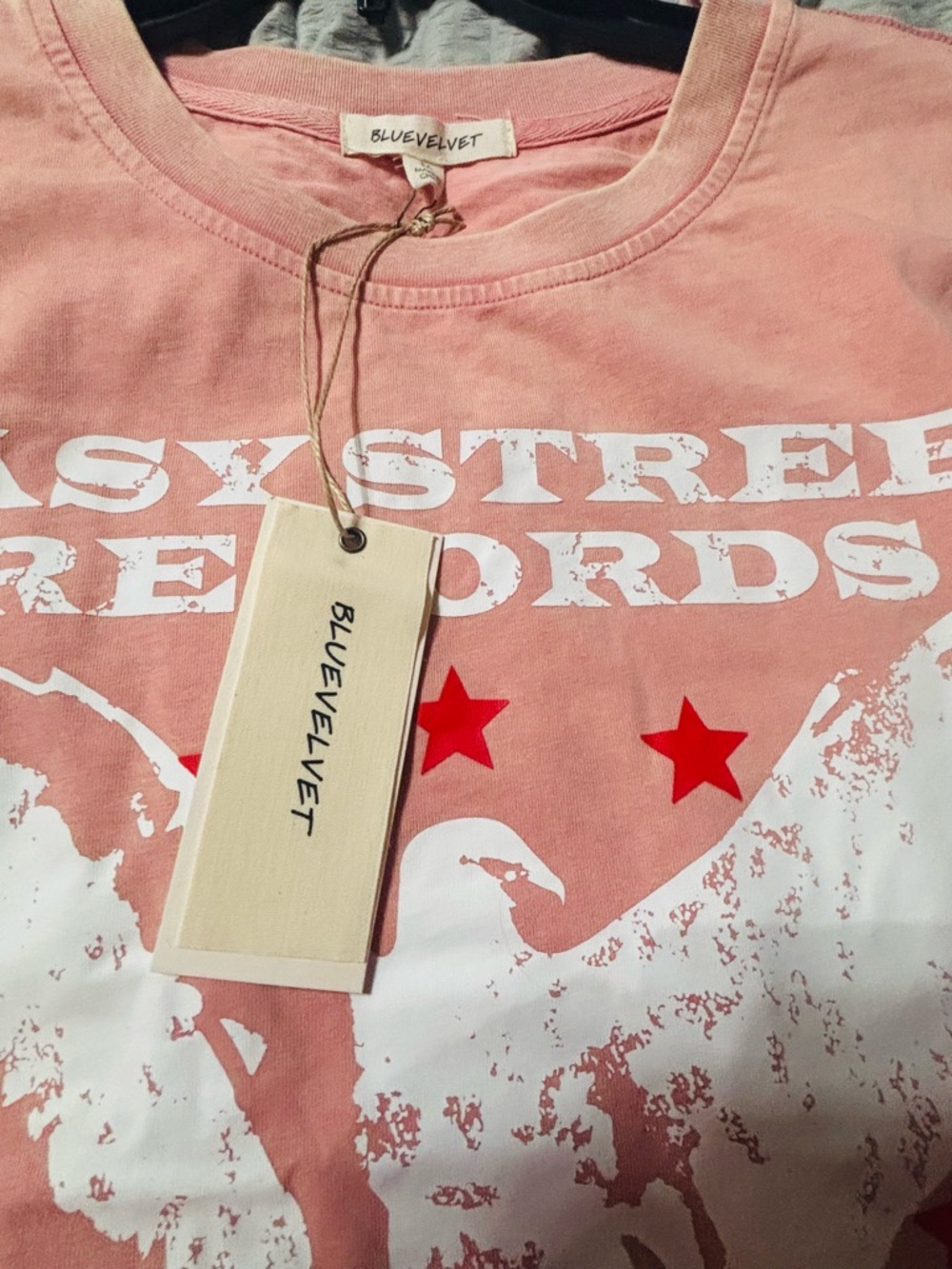 Blue Velvet Pink Crewneck Tee with Pockets - Picture 5 of 7